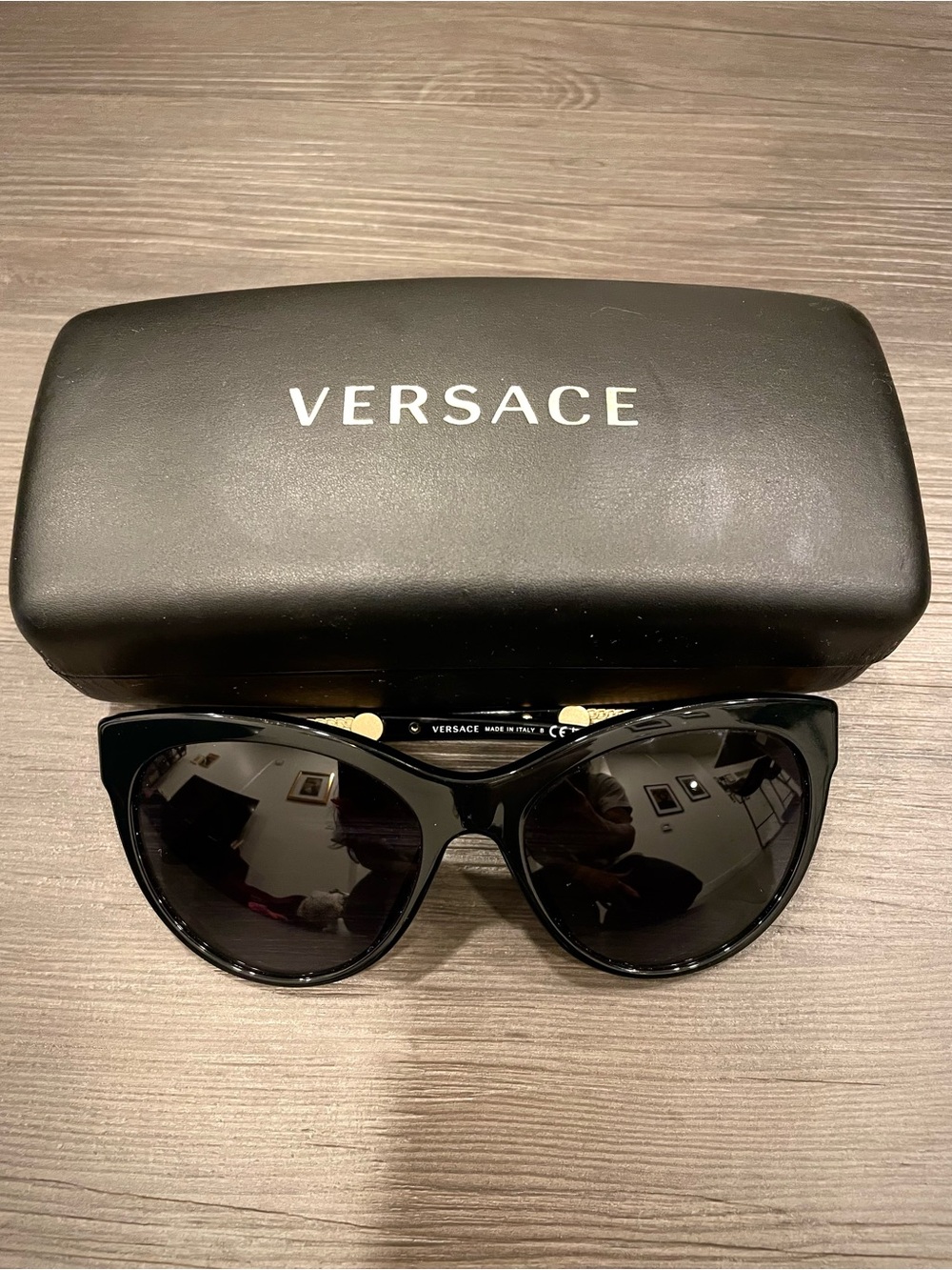 Versace Black and Gold Designer Sunglasses